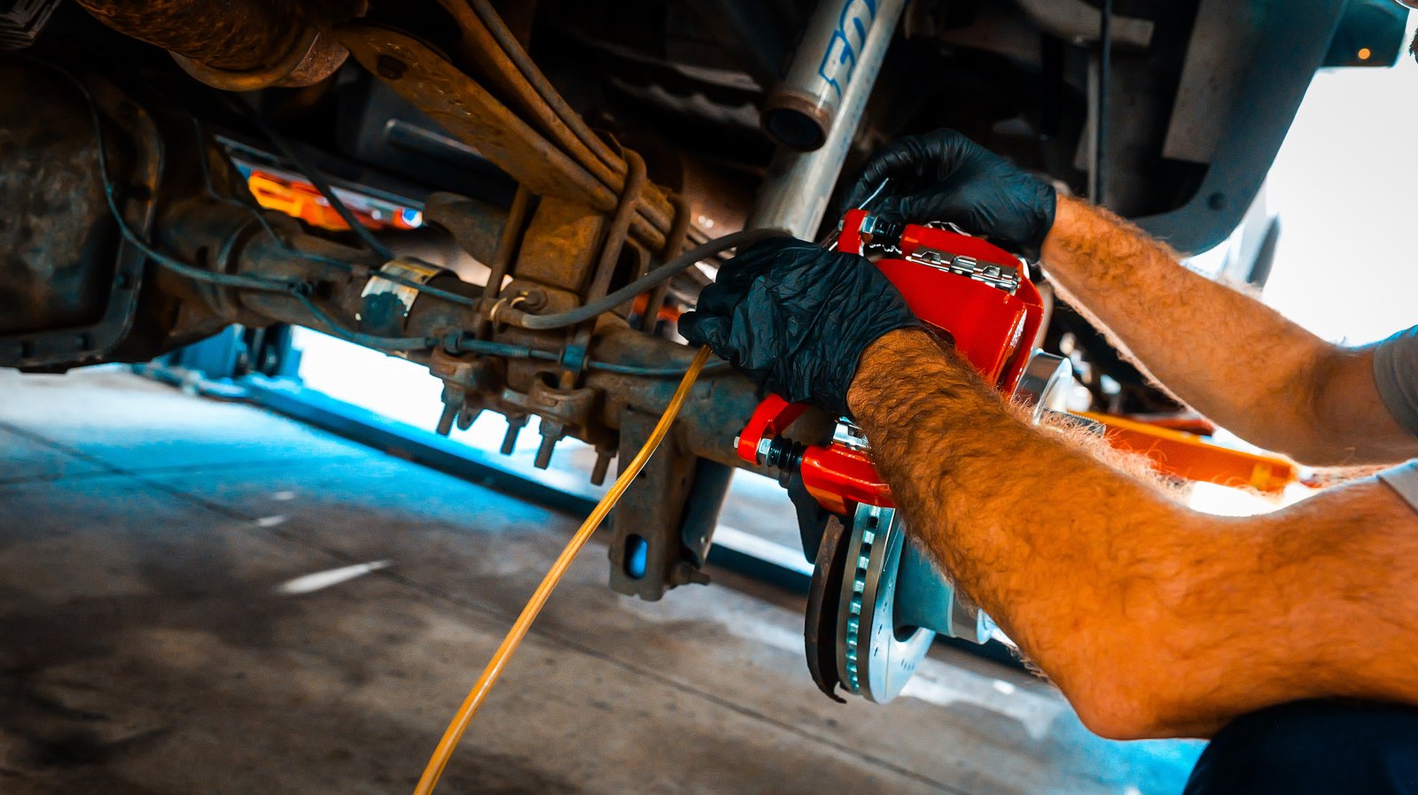 Brake work under a lifted truck