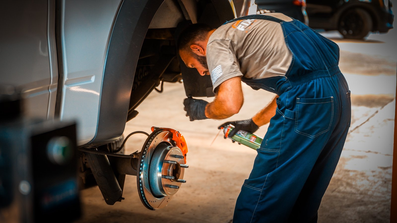 Brake rotor service in the workshop